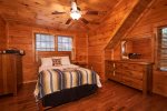 This upstairs Queen bedroom is private, yet close to the twin bed area.